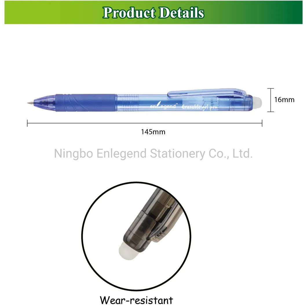 PG9207 Retractable Click Erasable Ink Office Supply Stationery Gel Pen with Grip